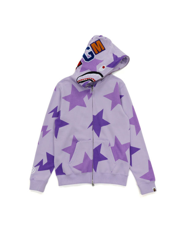 Sudadera Con Capucha Bape STA Pattern Shark Zip Niños Morados | 842501-MQE