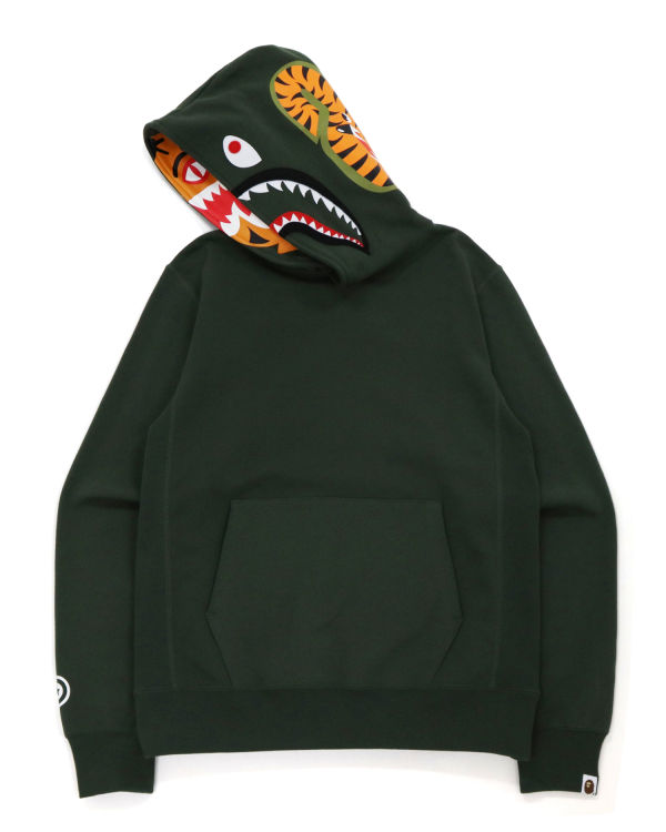 Sudadera Con Capucha Bape Shark Inside Tiger Pullover Hombre Verdes Oscuro | 692157-MPQ