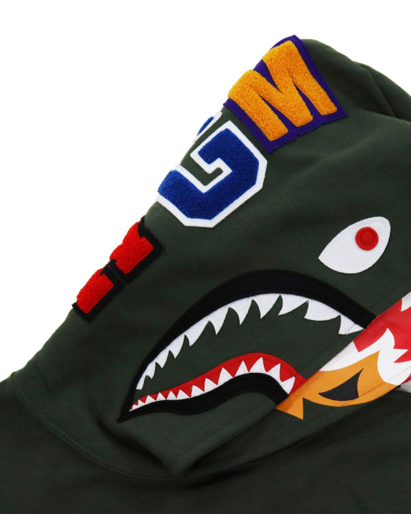 Sudadera Con Capucha Bape Shark Inside Tiger Pullover Hombre Verdes Oscuro | 692157-MPQ