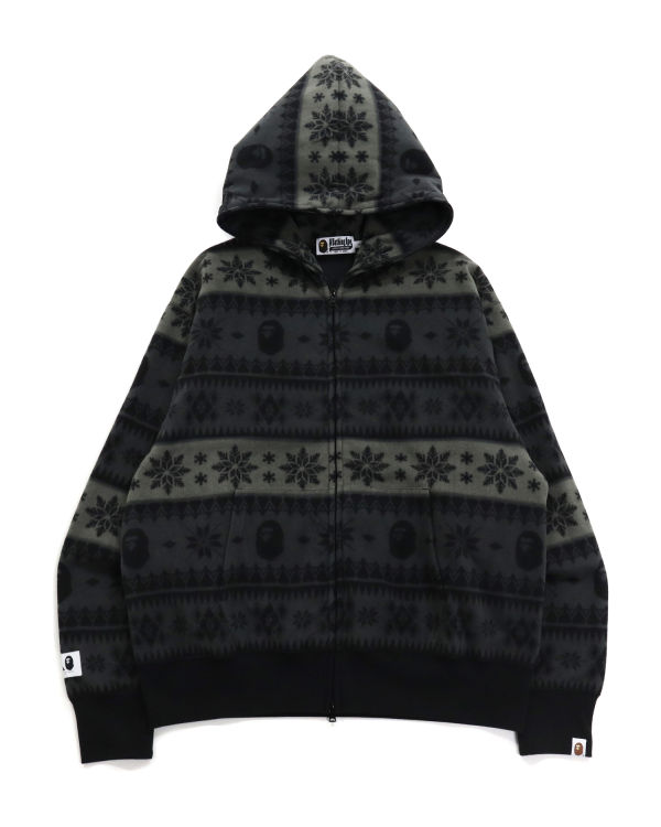 Sudadera Con Capucha Bape Snow Pattern Relaxed Fit Full Zip Hombre Negros | 987024-CYM