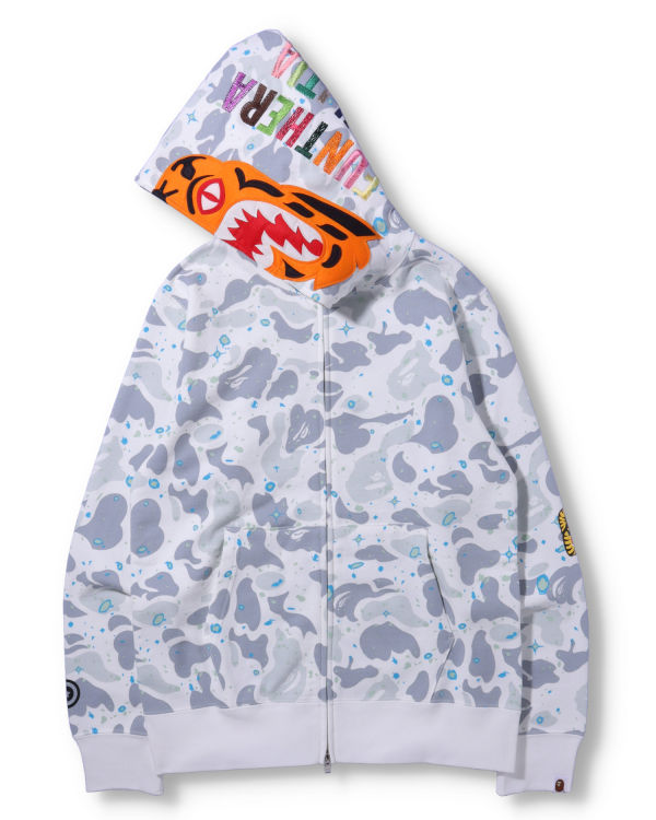 Sudadera Con Capucha Bape Space Camo Tiger Full Zip Hombre Blancos | 658794-SCT