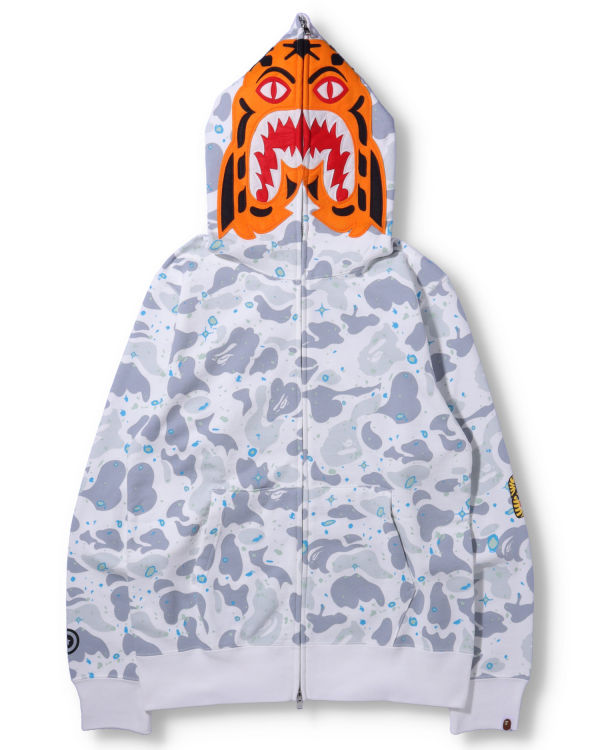 Sudadera Con Capucha Bape Space Camo Tiger Full Zip Hombre Blancos | 658794-SCT