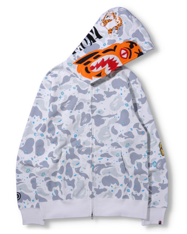 Sudadera Con Capucha Bape Space Camo Tiger Full Zip Hombre Blancos | 658794-SCT