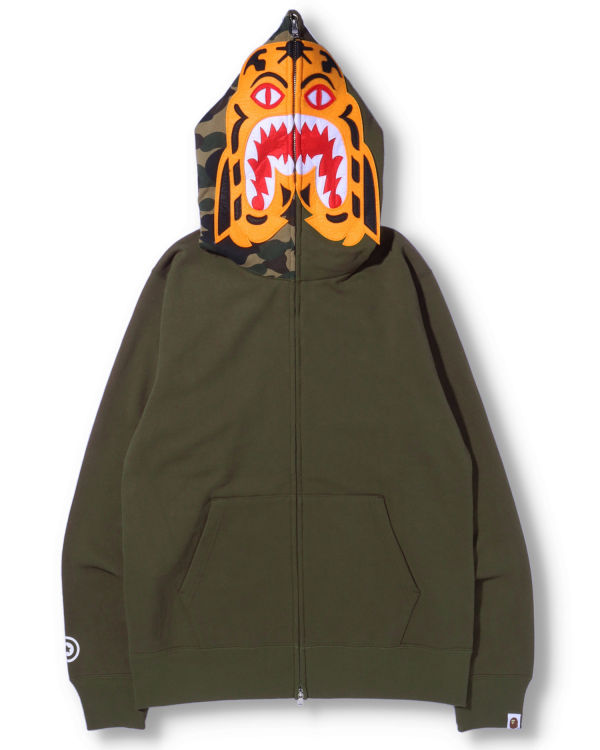 Sudadera Con Capucha Bape Tiger Full Zip Hombre Verdes | 729461-ZJI