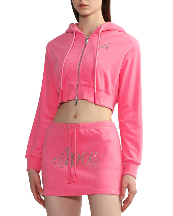 Sudadera Con Capucha Bape Towelling zip-up crop Mujer Rosas | 890742-STO