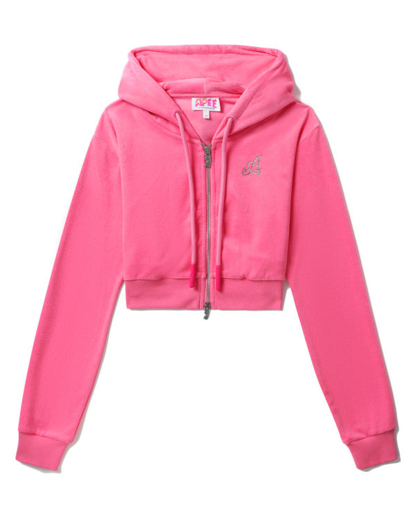 Sudadera Con Capucha Bape Towelling zip-up crop Mujer Rosas | 890742-STO