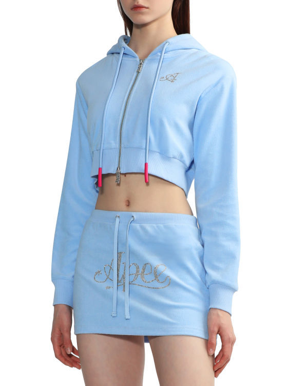 Sudadera Con Capucha Bape Towelling zip-up crop Mujer Azules | 953247-ASI