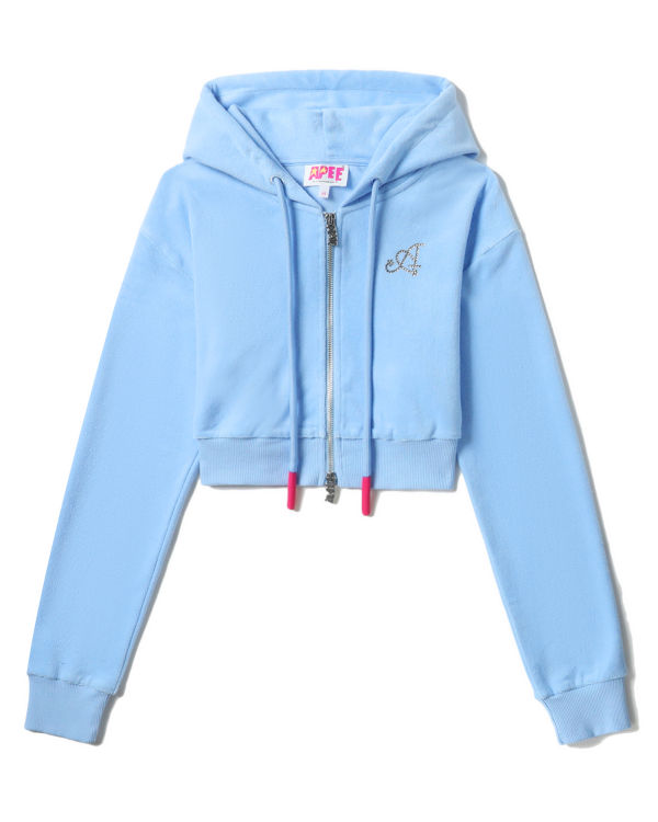 Sudadera Con Capucha Bape Towelling zip-up crop Mujer Azules | 953247-ASI