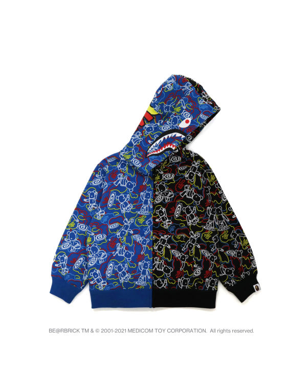 Sudadera Con Capucha Bape X Medicom Toy Camo BE@R Shark Half Zip Niños Negros Azules | 789643-FUJ