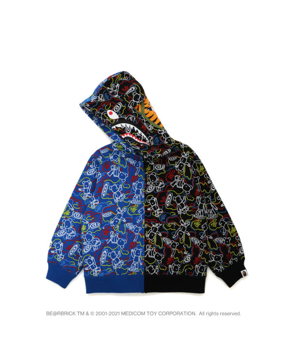 Sudadera Con Capucha Bape X Medicom Toy Camo BE@R Shark Half Zip Niños Negros Azules | 789643-FUJ