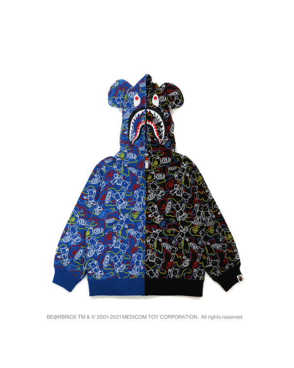 Sudadera Con Capucha Bape X Medicom Toy Camo BE@R Shark Half Zip Niños Negros Azules | 789643-FUJ