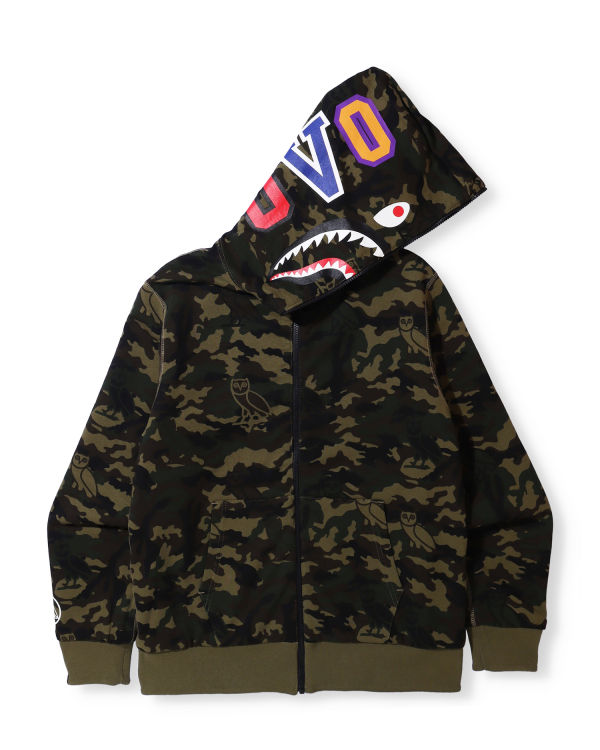 Sudadera Con Capucha Bape X OVO Woodland Camo Shark Reversible Full Zip Hombre Negros | 894061-END