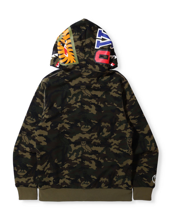 Sudadera Con Capucha Bape X OVO Woodland Camo Shark Reversible Full Zip Hombre Negros | 894061-END