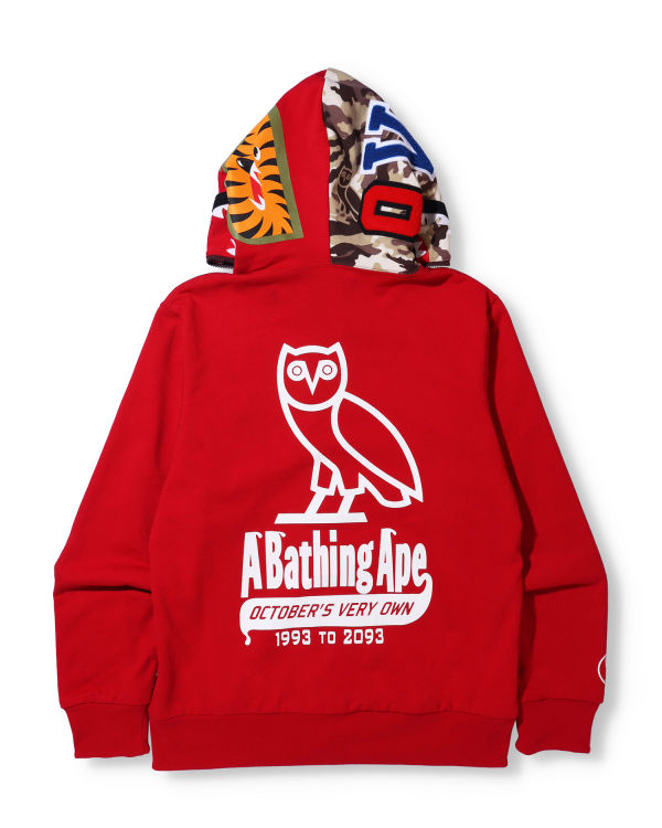 Sudadera Con Capucha Bape X OVO Woodland Camo Shark Reversible Full Zip Hombre Rojos Claro | 928560-DOQ