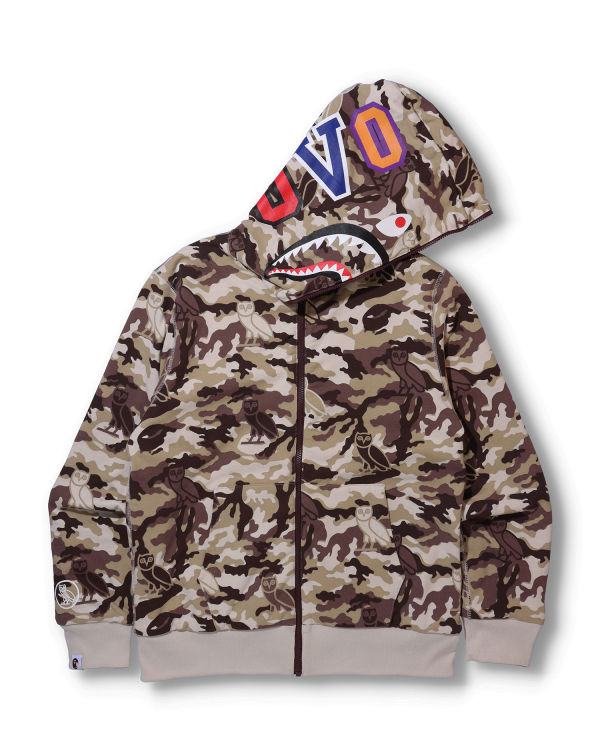 Sudadera Con Capucha Bape X OVO Woodland Camo Shark Reversible Full Zip Hombre Rojos Claro | 928560-DOQ