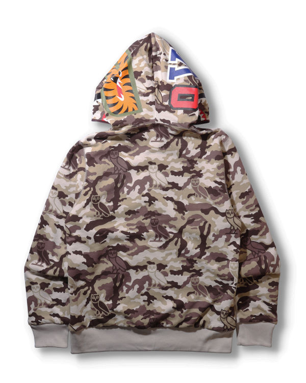 Sudadera Con Capucha Bape X OVO Woodland Camo Shark Reversible Full Zip Hombre Rojos Claro | 928560-DOQ