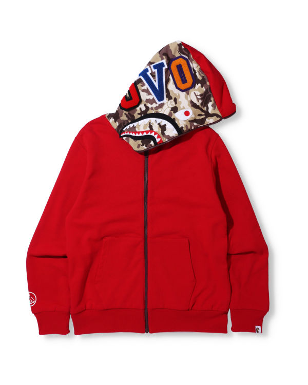 Sudadera Con Capucha Bape X OVO Woodland Camo Shark Reversible Full Zip Hombre Rojos Claro | 928560-DOQ