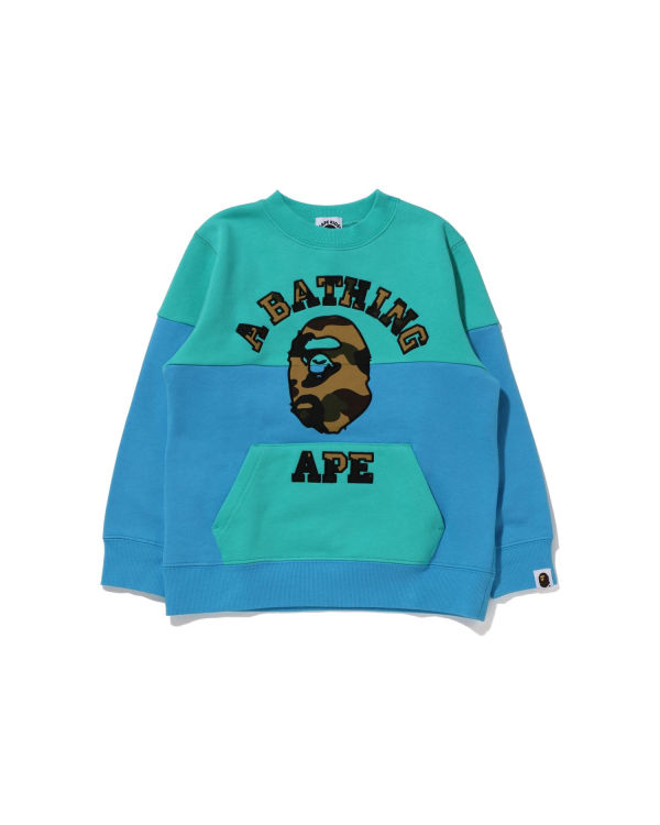 Sudaderas Bape 1st Camo College Patch Colourblock Crewneck Niños Verdes Claro | 471560-LTS