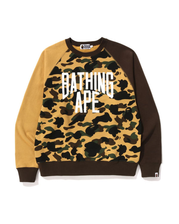 Sudaderas Bape 1st Camo Crazy Bathing Ape Relaxed Fit Crewneck Hombre Amarillos | 120467-GPH