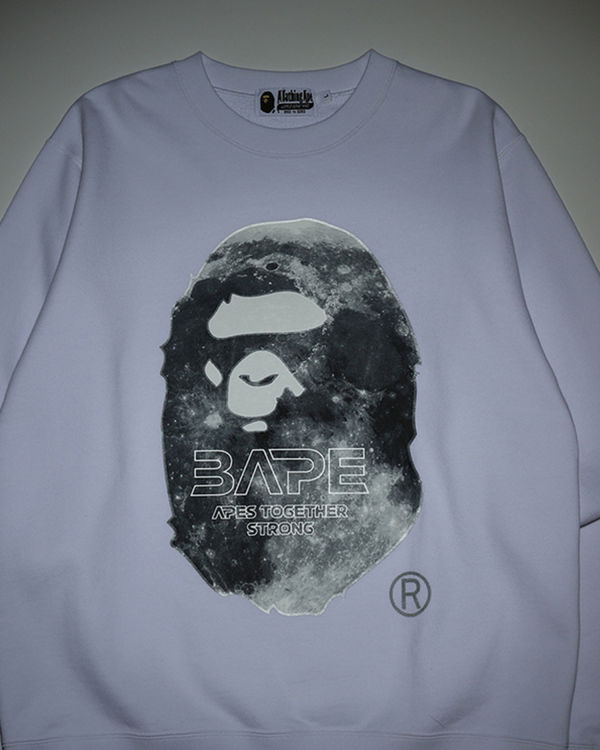 Sudaderas Bape Ape Head Moon Crewneck Hombre Blancos | 735846-HKM