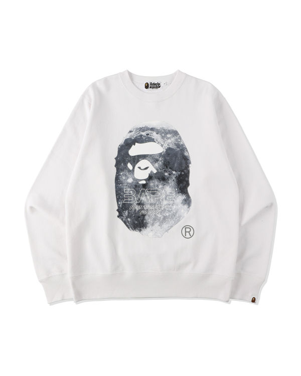 Sudaderas Bape Ape Head Moon Crewneck Hombre Blancos | 735846-HKM