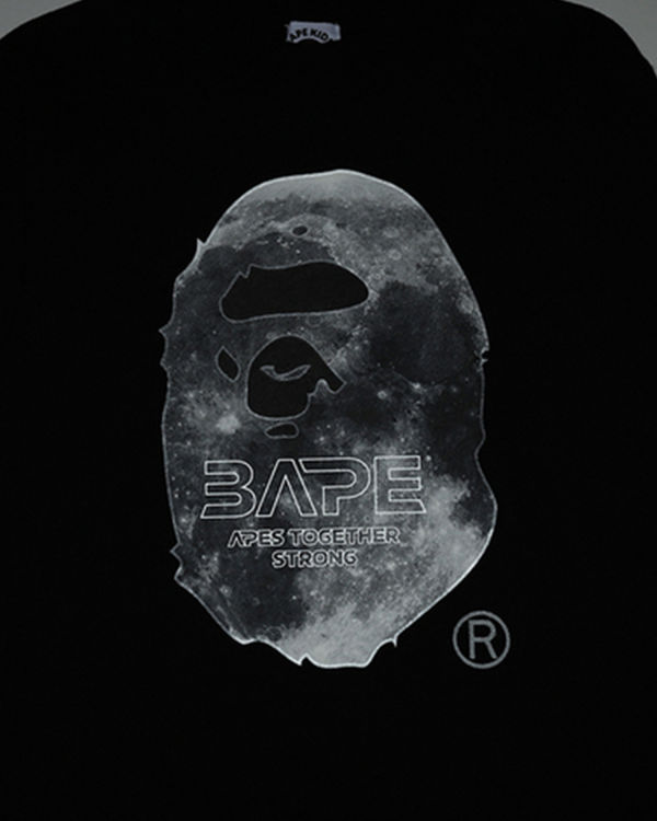 Sudaderas Bape Ape Head Moon Crewneck Niños Negros | 825467-OHX