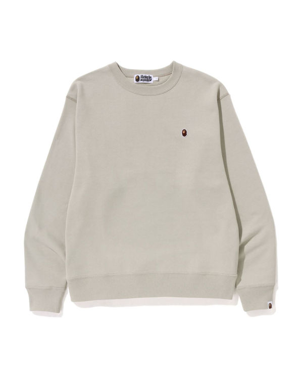 Sudaderas Bape Ape Head One Point Relaxed Fit Crewneck Hombre Beige | 815736-DGN