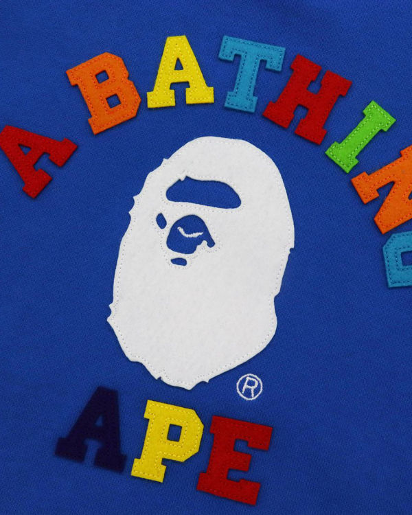 Sudaderas Bape College Applique Quilting Niños Azules | 497601-CUE