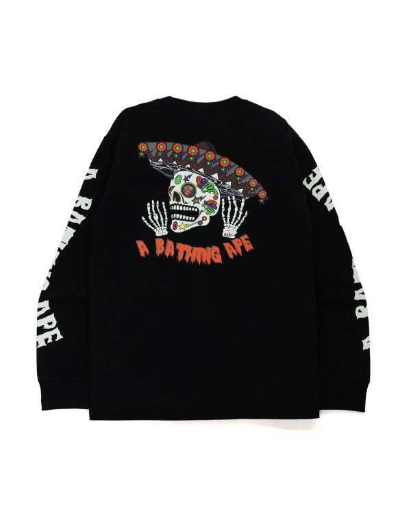 Sudaderas Bape Halloween Skull Glow In The Dark Long Sleeve Hombre Negros | 694802-ANY