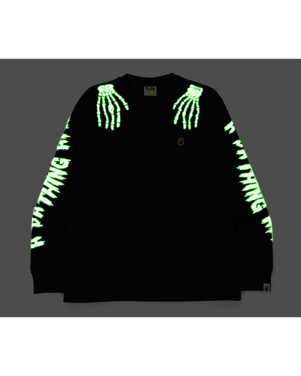 Sudaderas Bape Halloween Skull Glow In The Dark Long Sleeve Hombre Negros | 694802-ANY