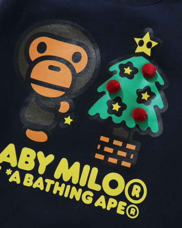 Sudaderas Bape Milo Christmas Tree Crewneck Niños Azules Oscuro | 095837-TRI