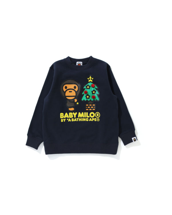 Sudaderas Bape Milo Christmas Tree Crewneck Niños Azules Oscuro | 095837-TRI