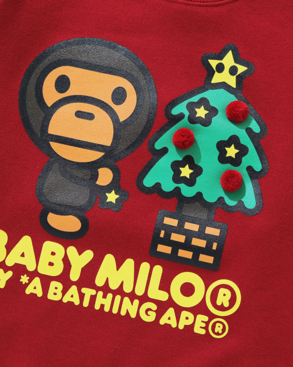 Sudaderas Bape Milo Christmas Tree Crewneck Niños Rojos Claro | 386942-POY