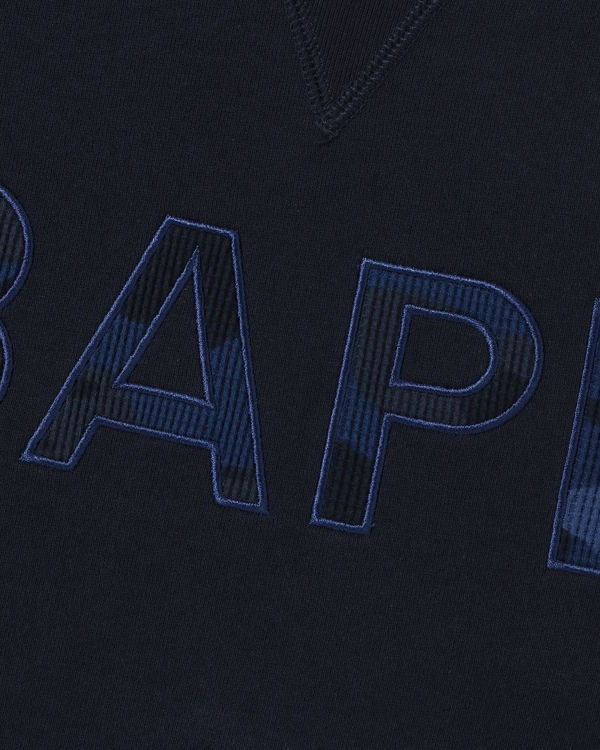 Sudaderas Bape Patch Relaxed Fit Crewneck Hombre Azul Marino Azules | 743951-UTH