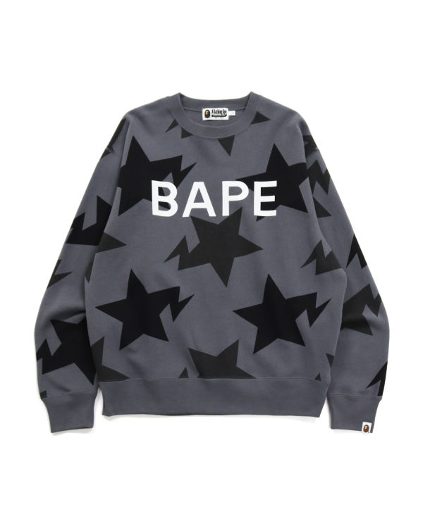 Sudaderas Bape STA Pattern Relaxed Fit Crewneck Hombre Negros | 697025-ZRV