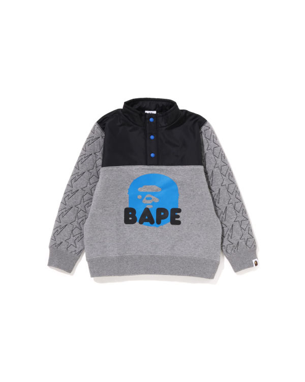 Sudaderas Bape STA Quilting Ape Head Half Snap Niños Grises | 682107-RNV