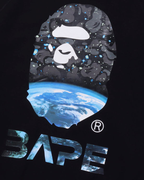 Sudaderas Bape Space Camo Ape Head Loose Fit Crewneck Hombre Negros | 712806-LSV