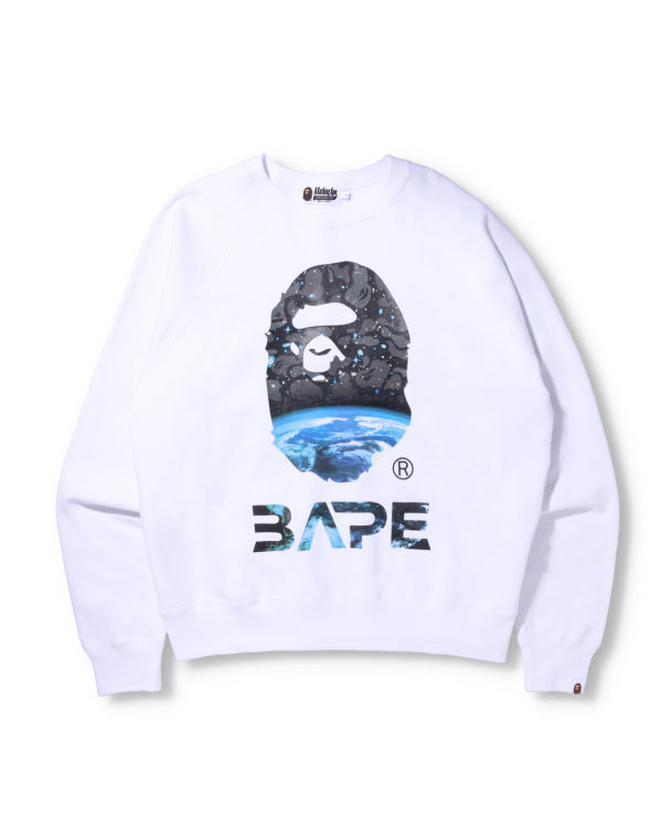 Sudaderas Bape Space Camo Ape Head Loose Fit Crewneck Hombre Blancos | 931067-ZQX