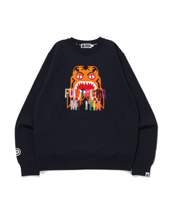 Sudaderas Bape Tiger Embroidery Crewneck Hombre Azul Marino Azules | 268590-GWQ