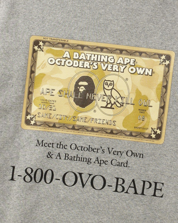 Sudaderas Bape X OVO Card Crew Neck Hombre Grises | 845012-PYK