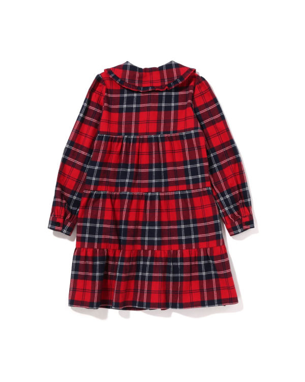 Vestido Bape Check Big Collar Onepiece Niños Rojos Claro | 768940-VDP