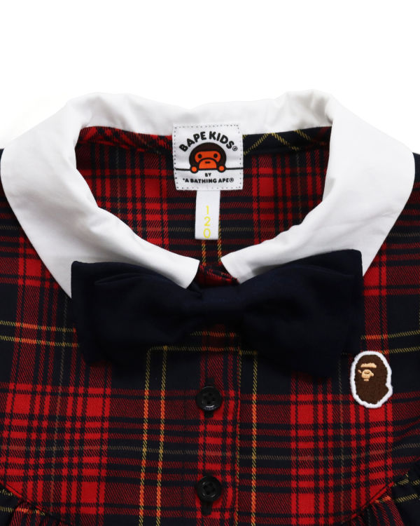 Vestido Bape Check Ribbon Onepiece Niños Rojos Claro | 436285-RWT