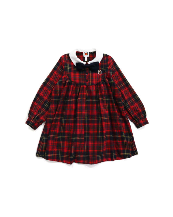 Vestido Bape Check Ribbon Onepiece Niños Rojos Claro | 436285-RWT